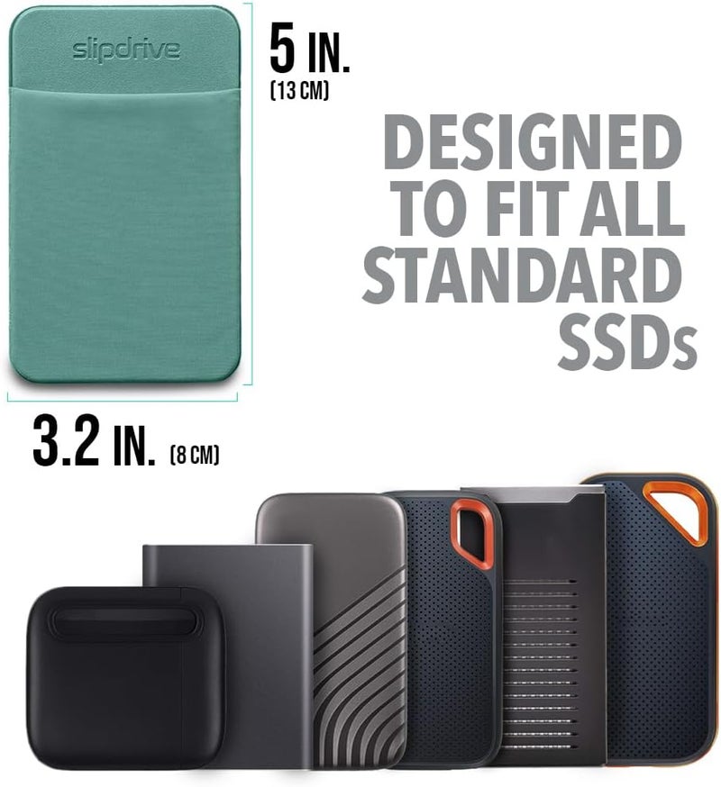 Slipdrive حافظة قرص صلب محمولة للكمبيوتر المحمول - قرص صلب SSD - لاصق قابل لإعادة الاستخدام - 5 بوصة × 3.2 بوصة - حقيبة حمل خارجية للقرص الصلب - حقيبة سفر (صغيرة، أزرق فاتح) - Image 2